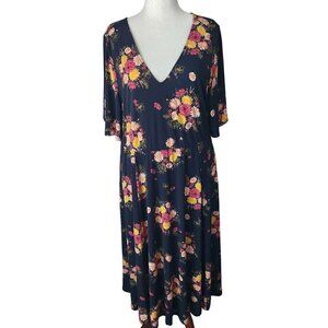 Torrid Floral Print Maxi Dress Size 4X 26W Hippie Boho Chic Whimsical Festive
